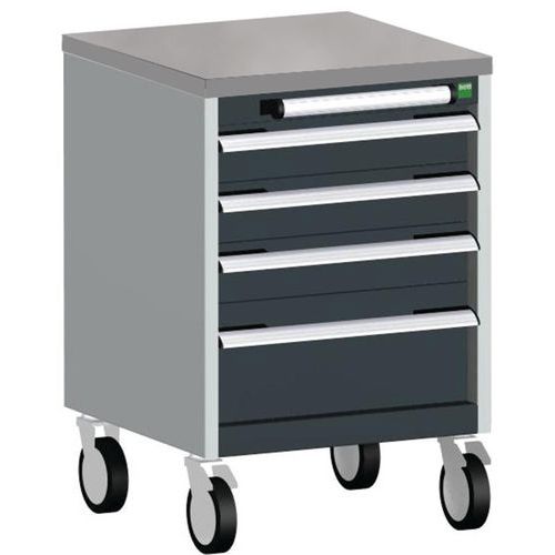 Bott Cubio mobil fiókos szekrény, 79 x 52,5 x 52,5 cm, 4 fiókos, multiplex/linóleum/szőnyeg