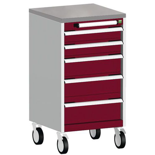 Bott Cubio mobil komód, 89 x 52,5 x 52,5 cm, 5 fiókos, multiplex/linóleum/szőnyeg