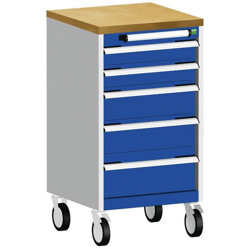 Bott Cubio mobil komód, 89 x 52,5 x 52,5 cm, 5 fiókos, multiplex/linóleum/szőnyeg