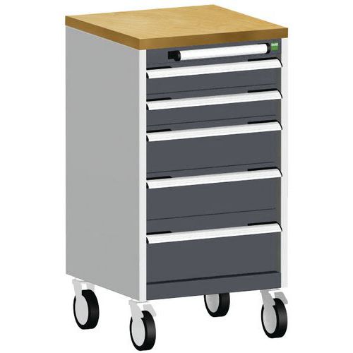 Bott Cubio mobil komód, 89 x 52,5 x 52,5 cm, 5 fiókos, multiplex/linóleum/szőnyeg
