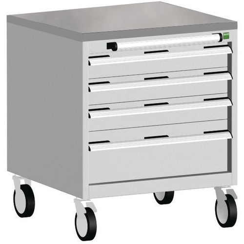 Bott Cubio mobil fiókos szekrény, 79 x 65 x 65 cm, 4 fiókos, multiplex/linóleum/szőnyeg