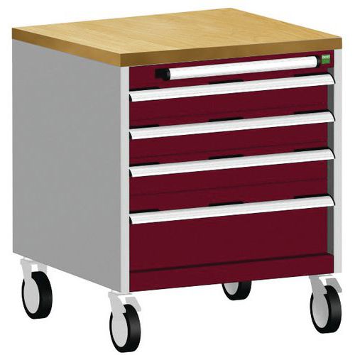 Bott Cubio mobil fiókos szekrény, 79 x 65 x 65 cm, 4 fiókos, multiplex/linóleum/szőnyeg