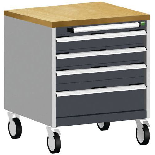 Bott Cubio mobil fiókos szekrény, 79 x 65 x 65 cm, 4 fiókos, multiplex/linóleum/szőnyeg