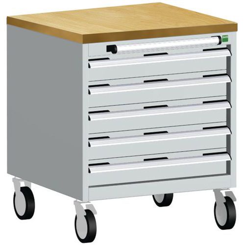 Bott Cubio mobil komód, 79 x 65 x 65 cm, 5 fiókos, multiplex/linóleum/szőnyeg