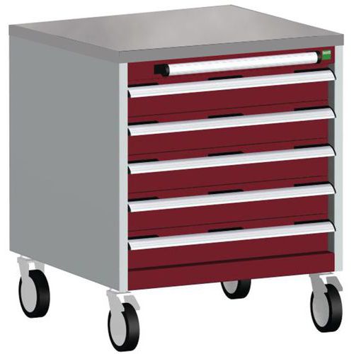 Bott Cubio mobil komód, 79 x 65 x 65 cm, 5 fiókos, multiplex/linóleum/szőnyeg