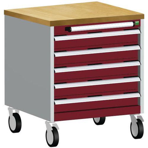 Bott Cubio mobil komód, 79 x 65 x 65 cm, 5 fiókos, multiplex/linóleum/szőnyeg