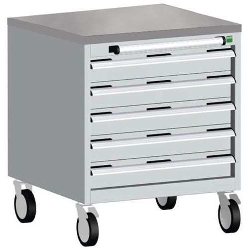Bott Cubio mobil komód, 79 x 65 x 65 cm, 5 fiókos, multiplex/linóleum/szőnyeg