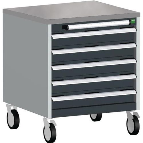 Bott Cubio mobil komód, 79 x 65 x 65 cm, 5 fiókos, multiplex/linóleum/szőnyeg