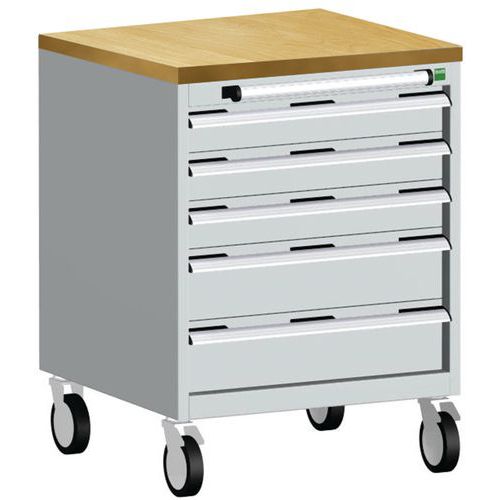 Bott Cubio mobil komód, 89 x 65 x 65 cm, 5 fiókos, multiplex/linóleum/szőnyeg