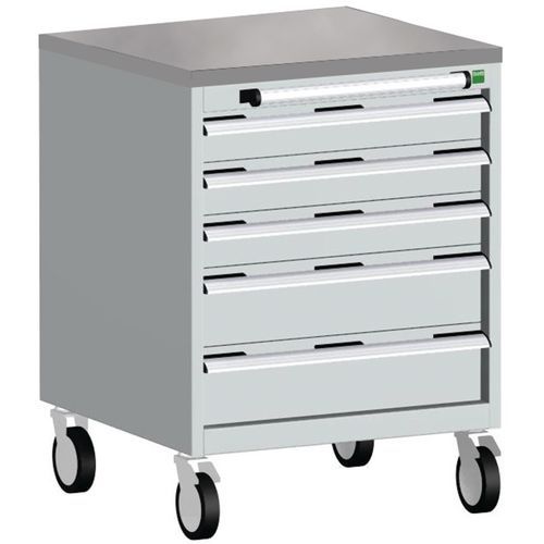 Bott Cubio mobil komód, 89 x 65 x 65 cm, 5 fiókos, multiplex/linóleum/szőnyeg