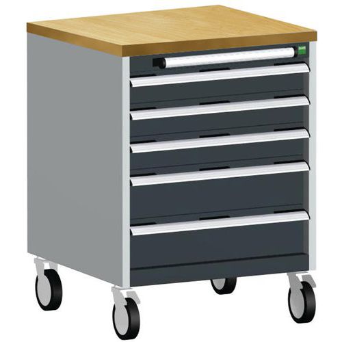 Bott Cubio mobil komód, 89 x 65 x 65 cm, 5 fiókos, multiplex/linóleum/szőnyeg