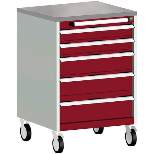 Bott Cubio mobil komód, 99 x 65 x 65 cm, 5 fiókos, multiplex/linóleum/szőnyeg