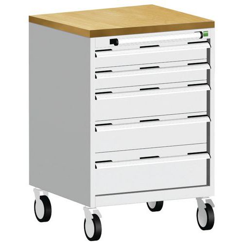 Bott Cubio mobil komód, 99 x 65 x 65 cm, 5 fiókos, multiplex/linóleum/szőnyeg