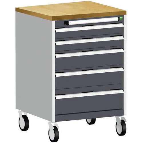 Bott Cubio mobil komód, 99 x 65 x 65 cm, 5 fiókos, multiplex/linóleum/szőnyeg