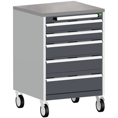 Bott Cubio mobil komód, 99 x 65 x 65 cm, 5 fiókos, multiplex/linóleum/szőnyeg