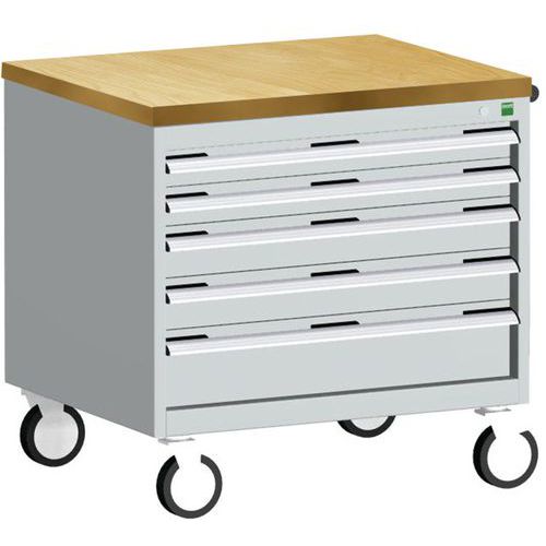 Bott Cubio mobil komód, 79 x 80 x 65 cm, 5 fiókos, multiplex/linóleum/szőnyeg