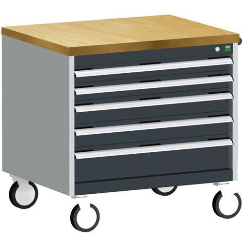 Bott Cubio mobil komód, 79 x 80 x 65 cm, 5 fiókos, multiplex/linóleum/szőnyeg