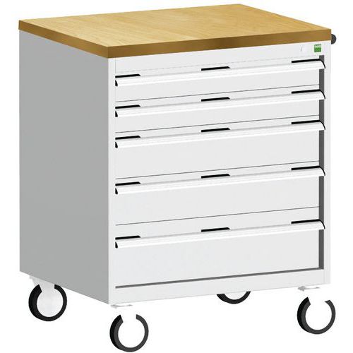 Bott Cubio mobil komód, 99 x 80 x 65 cm, 5 fiókos, multiplex/linóleum/szőnyeg