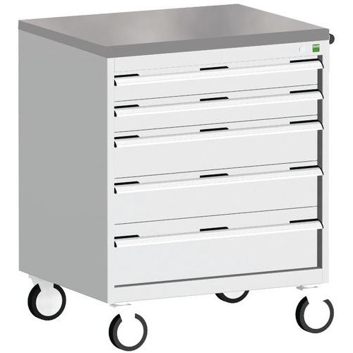 Bott Cubio mobil komód, 99 x 80 x 65 cm, 5 fiókos, multiplex/linóleum/szőnyeg