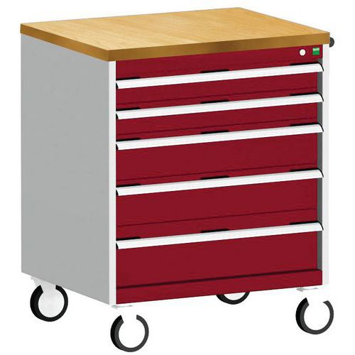 Bott Cubio mobil komód, 99 x 80 x 65 cm, 5 fiókos, multiplex/linóleum/szőnyeg
