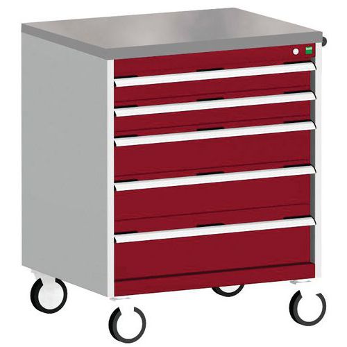 Bott Cubio mobil komód, 99 x 80 x 65 cm, 5 fiókos, multiplex/linóleum/szőnyeg