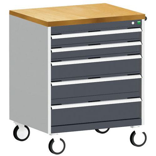 Bott Cubio mobil komód, 99 x 80 x 65 cm, 5 fiókos, multiplex/linóleum/szőnyeg