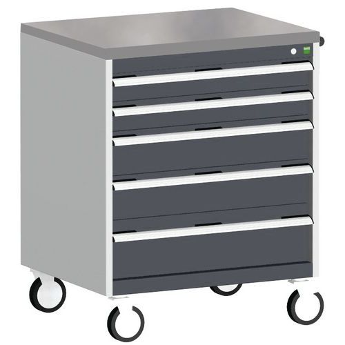 Bott Cubio mobil komód, 99 x 80 x 65 cm, 5 fiókos, multiplex/linóleum/szőnyeg