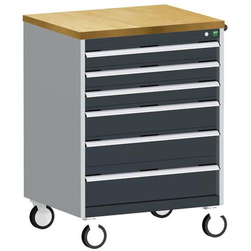 Bott Cubio mobil komód, 109 x 80 x 65 cm, 6 fiókos, multiplex/linóleum/szőnyeg