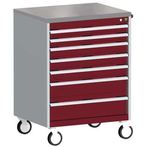 Bott Cubio mobil komód, 109 x 80 x 65 cm, 7 fiókos, multiplex/linóleum/szőnyeg