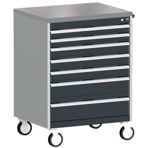 Bott Cubio mobil komód, 109 x 80 x 65 cm, 7 fiókos, multiplex/linóleum/szőnyeg