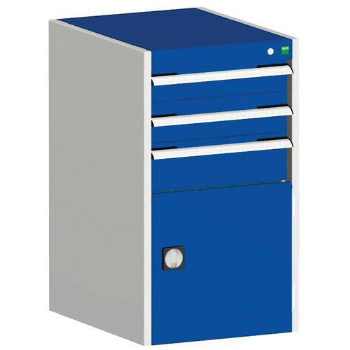 Műhely fiókos szekrények Bott Cubio, 90 x 52,5 x 52,5-65 cm, 3 fiók, 1 szekrény