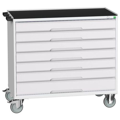 Bott Verso mobil fiókos asztalok, 98 x 80/105 x 55/60 cm, 7 fiókos, multiplex/linóleum/szőnyeg