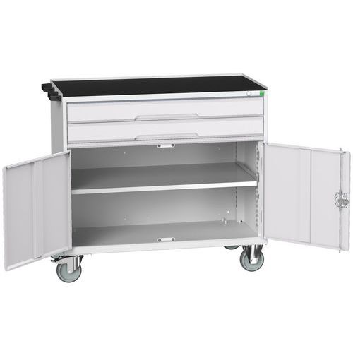 Bott Verso mobil fiókos asztalok, 98 x 80/105 x 55/60 cm, 2 fiók, szekrény, multiplex/linóleum/szőnyeg