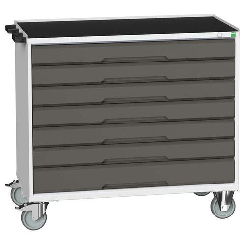 Bott Verso mobil fiókos asztalok, 98 x 80/105 x 55/60 cm, 7 fiókos, multiplex/linóleum/szőnyeg