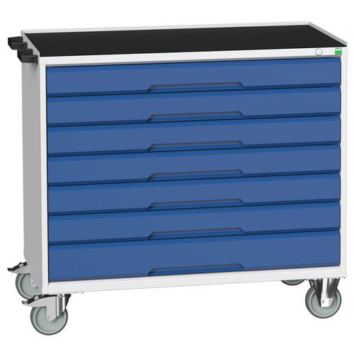 Bott Verso mobil fiókos asztalok, 98 x 80/105 x 55/60 cm, 7 fiókos, multiplex/linóleum/szőnyeg