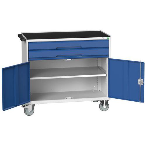 Bott Verso mobil fiókos asztalok, 98 x 80/105 x 55/60 cm, 2 fiók, szekrény, multiplex/linóleum/szőnyeg