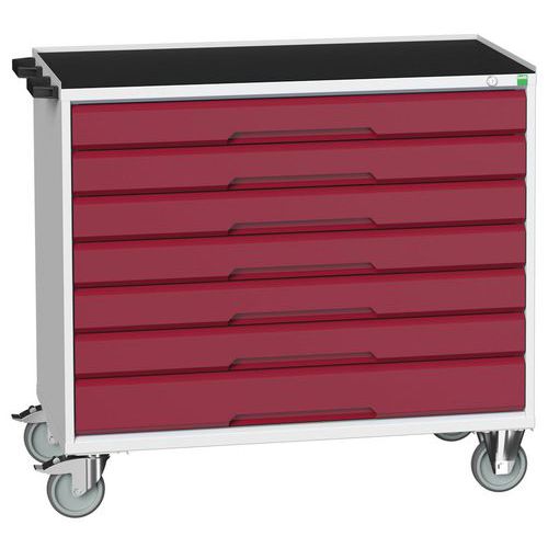 Bott Verso mobil fiókos asztalok, 98 x 80/105 x 55/60 cm, 7 fiókos, multiplex/linóleum/szőnyeg