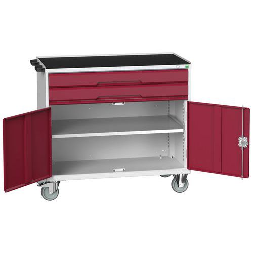 Bott Verso mobil fiókos asztalok, 98 x 80/105 x 55/60 cm, 2 fiók, szekrény, multiplex/linóleum/szőnyeg