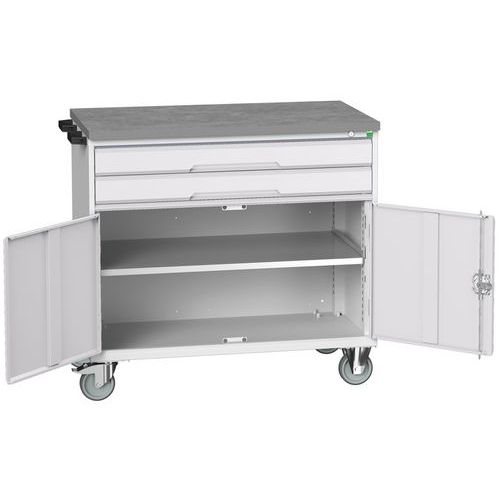 Bott Verso mobil fiókos asztalok, 98 x 80/105 x 55/60 cm, 2 fiók, szekrény, multiplex/linóleum/szőnyeg