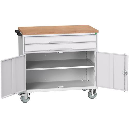 Bott Verso mobil fiókos asztalok, 98 x 80/105 x 55/60 cm, 2 fiók, szekrény, multiplex/linóleum/szőnyeg