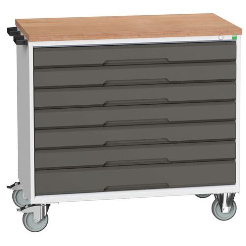 Bott Verso mobil fiókos asztalok, 98 x 80/105 x 55/60 cm, 7 fiókos, multiplex/linóleum/szőnyeg