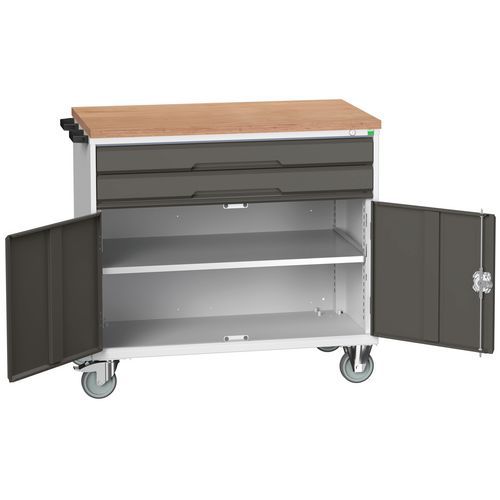 Bott Verso mobil fiókos asztalok, 98 x 80/105 x 55/60 cm, 2 fiók, szekrény, multiplex/linóleum/szőnyeg