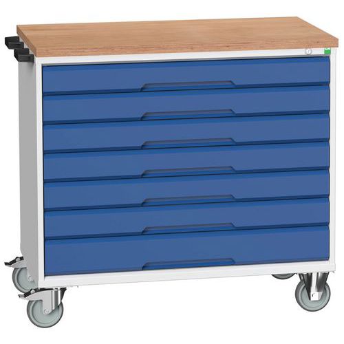 Bott Verso mobil fiókos asztalok, 98 x 80/105 x 55/60 cm, 7 fiókos, multiplex/linóleum/szőnyeg