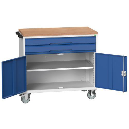 Bott Verso mobil fiókos asztalok, 98 x 80/105 x 55/60 cm, 2 fiók, szekrény, multiplex/linóleum/szőnyeg