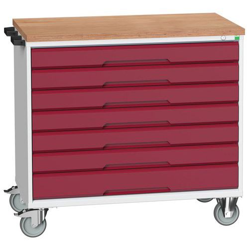 Bott Verso mobil fiókos asztalok, 98 x 80/105 x 55/60 cm, 7 fiókos, multiplex/linóleum/szőnyeg