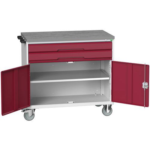 Bott Verso mobil fiókos asztalok, 98 x 80/105 x 55/60 cm, 2 fiók, szekrény, multiplex/linóleum/szőnyeg