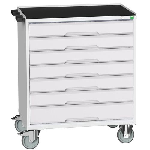 Bott Verso mobil fiókos asztalok, 98 x 80/105 x 55/60 cm, 7 fiókos, multiplex/linóleum/szőnyeg