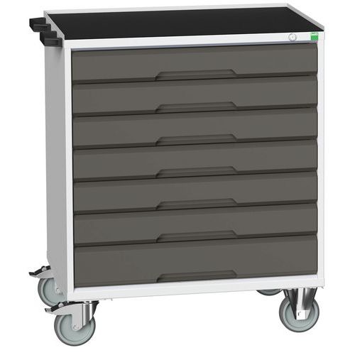 Bott Verso mobil fiókos asztalok, 98 x 80/105 x 55/60 cm, 7 fiókos, multiplex/linóleum/szőnyeg