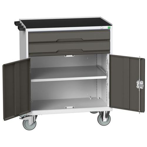 Bott Verso mobil fiókos asztalok, 98 x 80/105 x 55/60 cm, 2 fiók, szekrény, multiplex/linóleum/szőnyeg