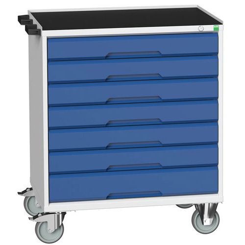Bott Verso mobil fiókos asztalok, 98 x 80/105 x 55/60 cm, 7 fiókos, multiplex/linóleum/szőnyeg